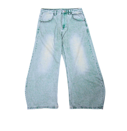 leaf-pleated denim