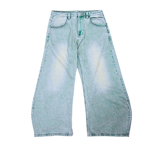 leaf-pleated denim